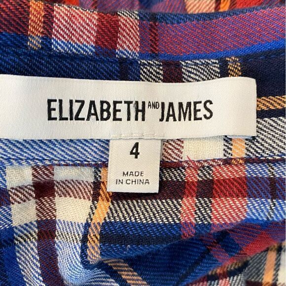 Elizabeth and James Studded Plaid Long Sleeve Shirt Size 4 - Picture 7 of 8